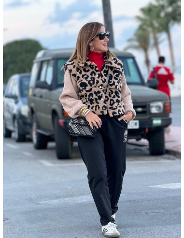 Chaqueta de borreguito en animal print con...