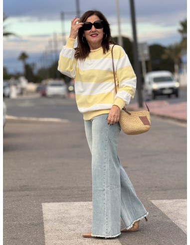 Sudadera bicolor amarilla y blanca