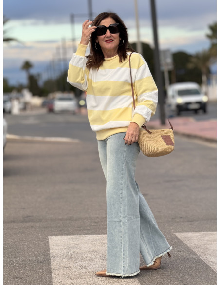 Sudadera bicolor amarilla y blanca