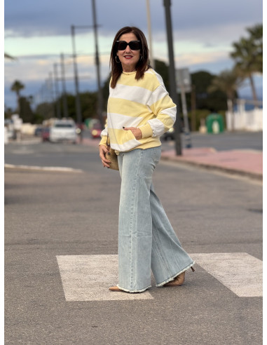 Sudadera bicolor amarilla y blanca