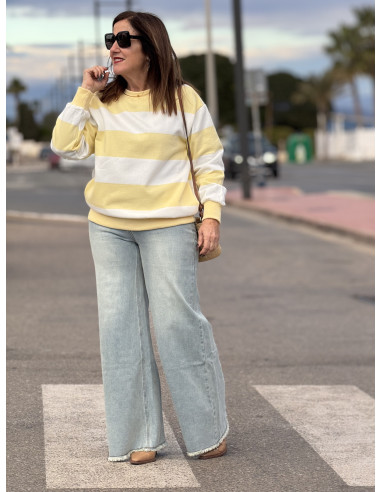 Sudadera bicolor amarilla y blanca