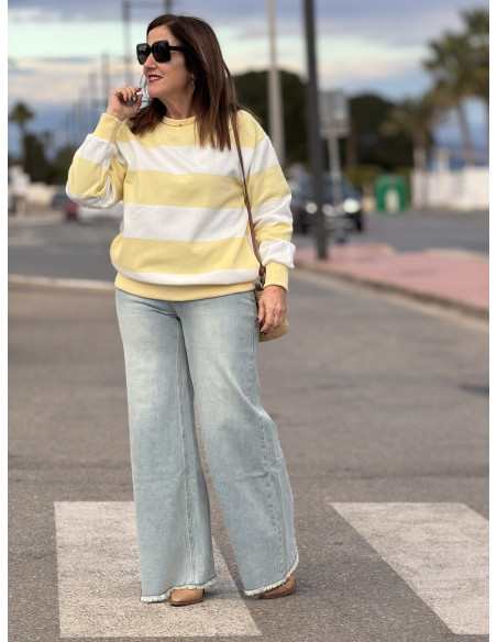 Sudadera bicolor amarilla y blanca