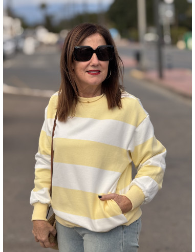 Sudadera bicolor amarilla y blanca