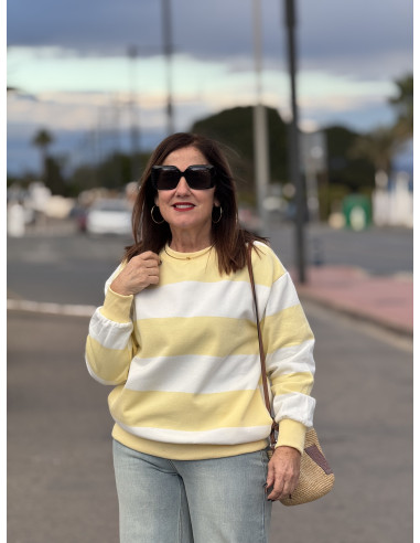Sudadera bicolor amarilla y blanca