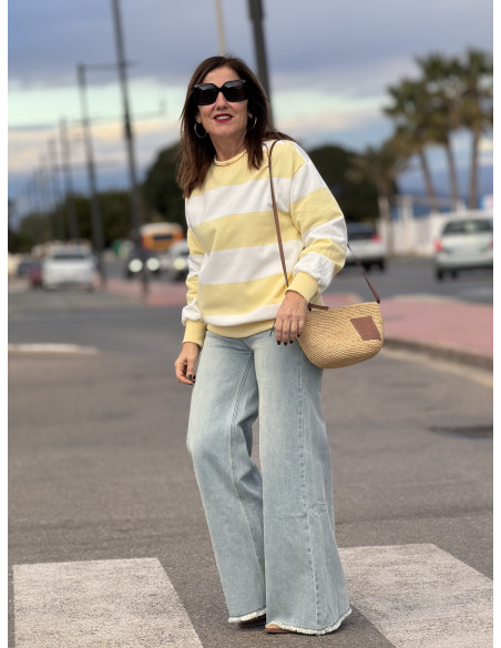 Sudadera bicolor amarilla y blanca