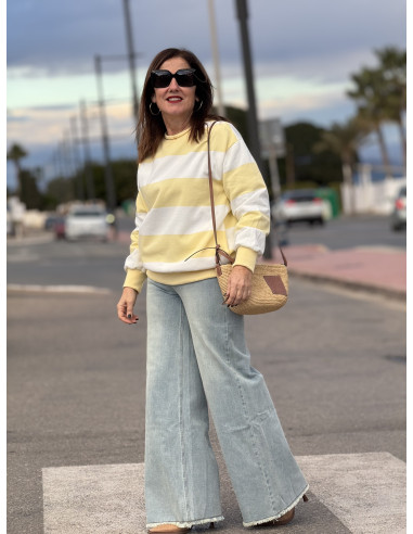 Sudadera bicolor amarilla y blanca