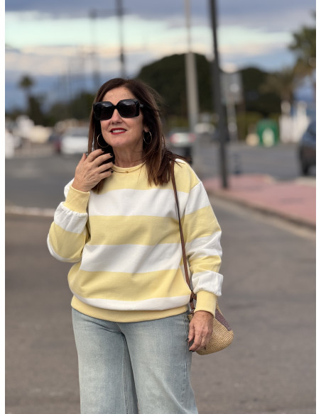 Sudadera bicolor amarilla y blanca