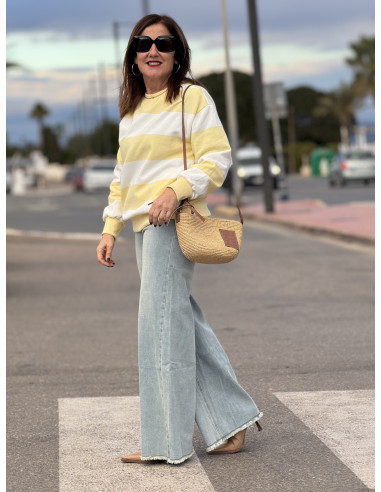 Sudadera bicolor amarilla y blanca