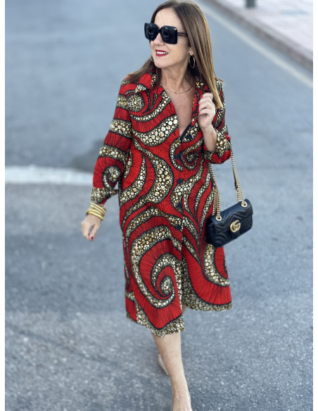 👗 Vestido Camisero con Estampado Geométrico