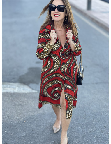 👗 Vestido Camisero con Estampado Geométrico