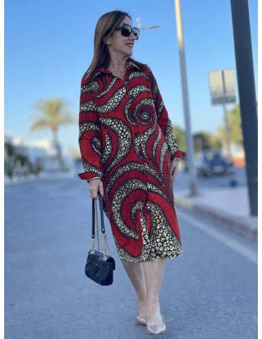 👗 Vestido Camisero con Estampado Geométrico