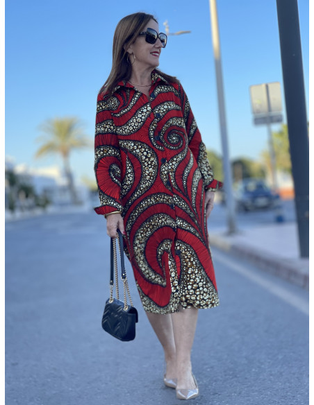 👗 Vestido Camisero con Estampado Geométrico
