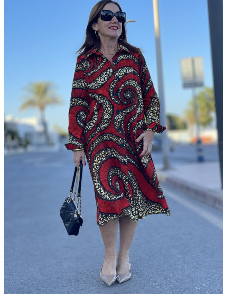 👗 Vestido Camisero con Estampado Geométrico