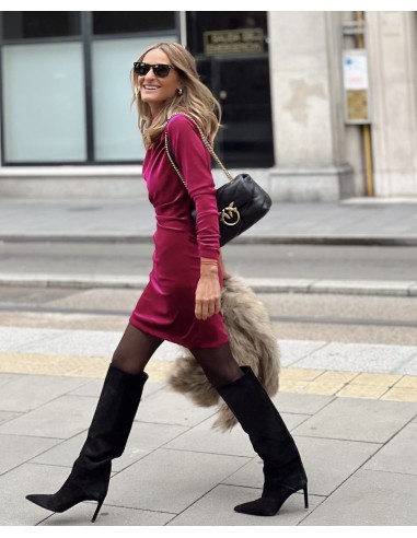 Vestido velvet fucsia