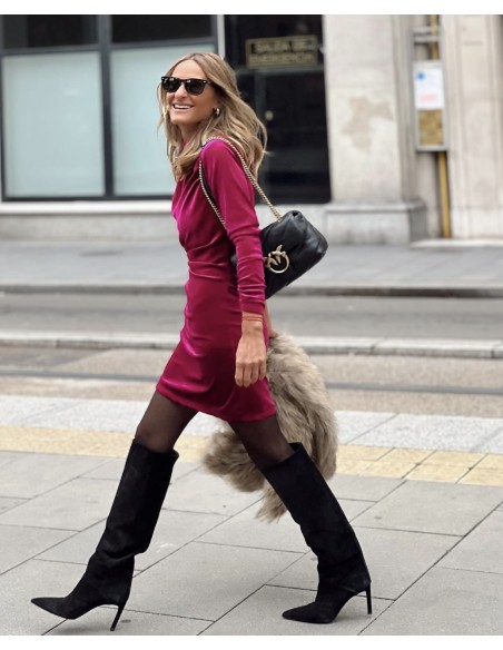 Vestido velvet fucsia