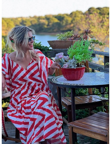 Vestido rojo y blanco
