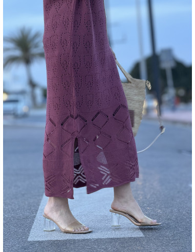 🌸 Vestido de Punto Rosa con Aberturas Laterales