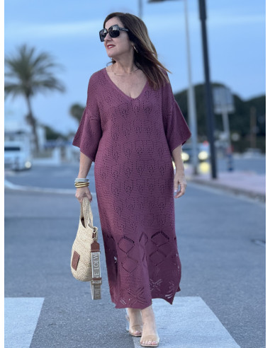 🌸 Vestido de Punto Rosa con Aberturas Laterales