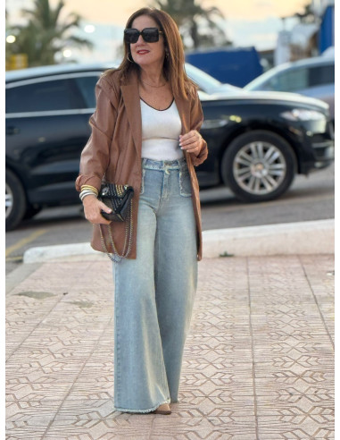 Blazer efecto piel camel