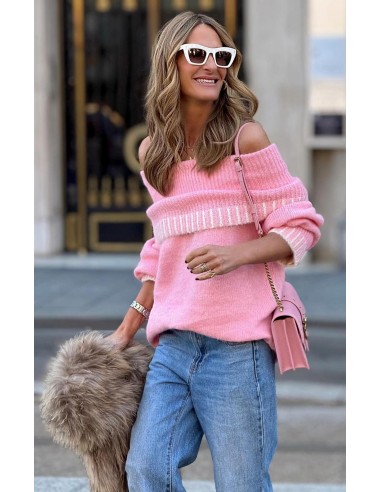 🌸 Suéter Bardot Rosa: Elegancia y Comodidad...