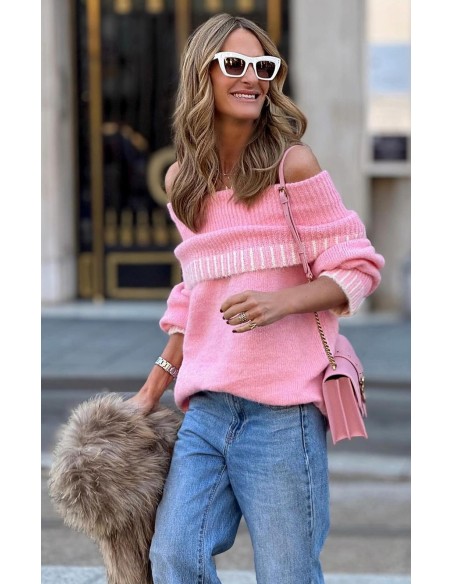 🌸 Suéter Bardot Rosa: Elegancia y Comodidad Fusionadas 🌈