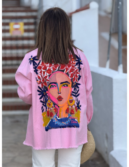 Sobrecamisa Rosa con Detalle de Pintura en la Espalda 🎨