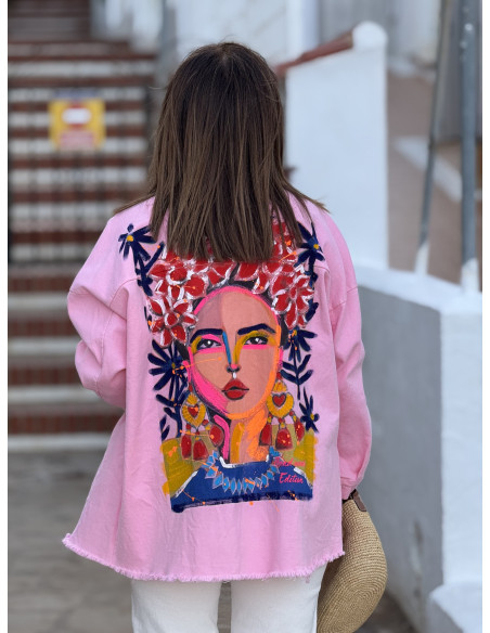 Sobrecamisa Rosa con Detalle de Pintura en la Espalda 🎨