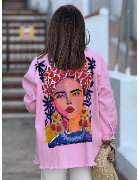 Sobrecamisa Rosa con Detalle de Pintura en la Espalda 🎨