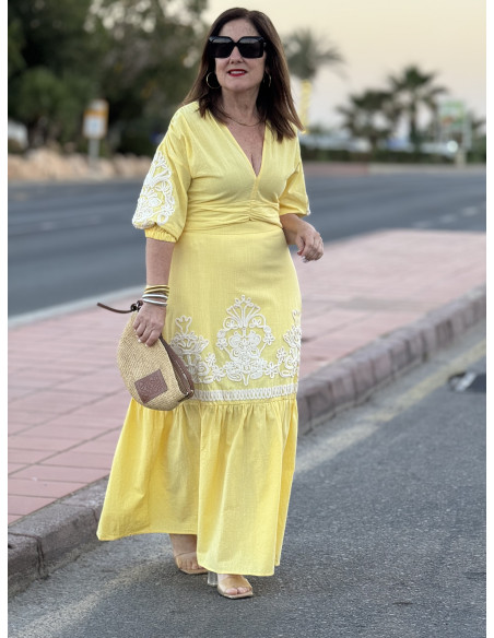 Conjunto de Dos Piezas amarillo: Falda y Cuerpo