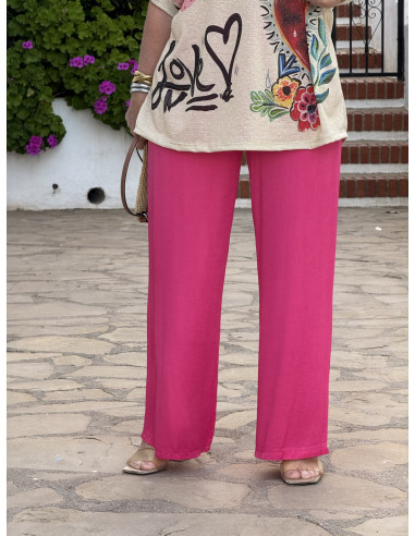 👖✨ Pantalón Satén rosa, Pata Recta 🌿