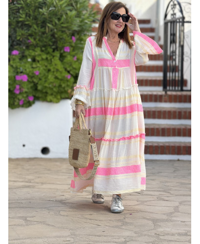 🏛️ Vestido Griego Bordado: Elegancia crudo y rosa🏛️ 2