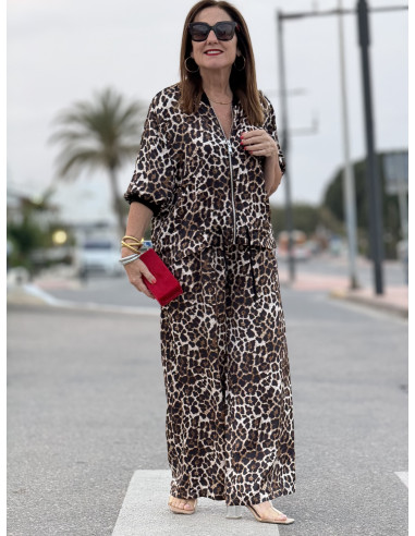 🐾 Pantalón Satinado Animal Print: Estilo Salvaje