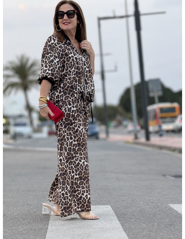 🐾 Pantalón Satinado Animal Print: Estilo Salvaje