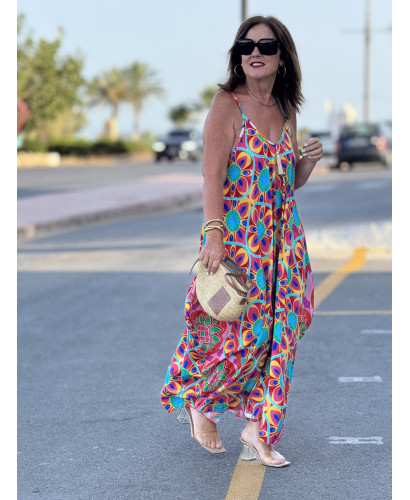 🌈 Vestido Bombacho Estampado Psicodélico rosa 2