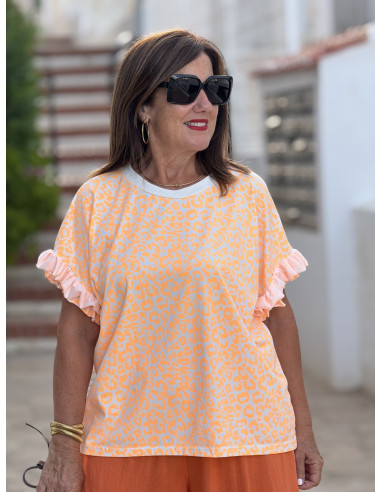 🐆 Camiseta Animal Print Naranja Flúor
