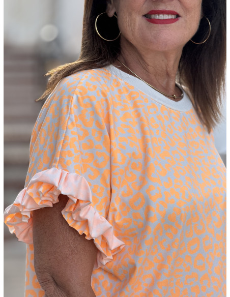 🐆 Camiseta Animal Print Naranja Flúor