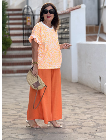 🐆 Camiseta Animal Print Naranja Flúor