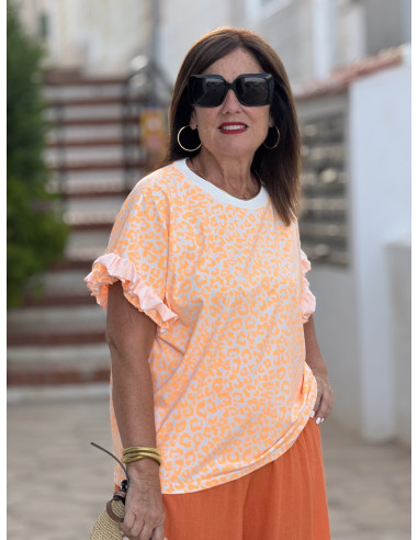 🐆 Camiseta Animal Print Naranja Flúor