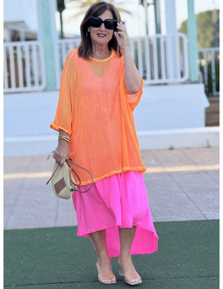 ⚡ Camiseta Naranja Flúor Rejilla