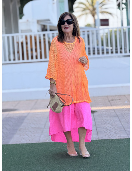 ⚡ Camiseta Naranja Flúor Rejilla