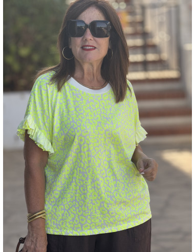 🐆 Camiseta Animal Print Amarilla Flúor
