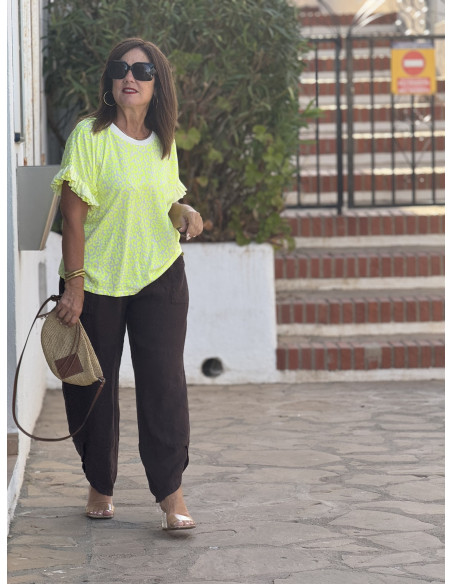 🐆 Camiseta Animal Print Amarilla Flúor