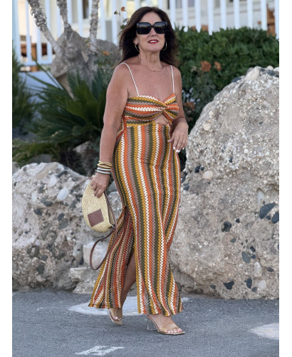 🌈 Vestido Zigzag Multicolor con Aberturas Laterales tonos...