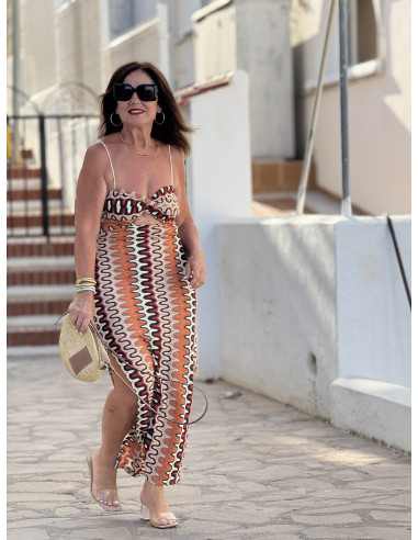 🌈 Vestido Zigzag Multicolor con Aberturas...