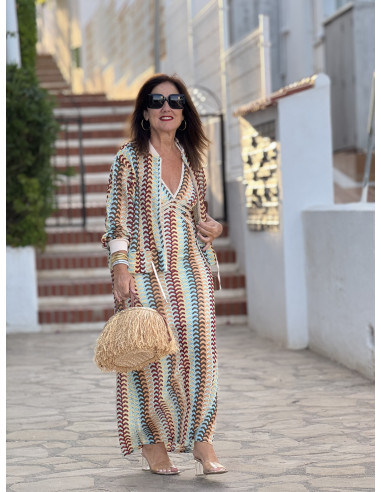 Chaqueta tipo bomber multicolor con cremallera