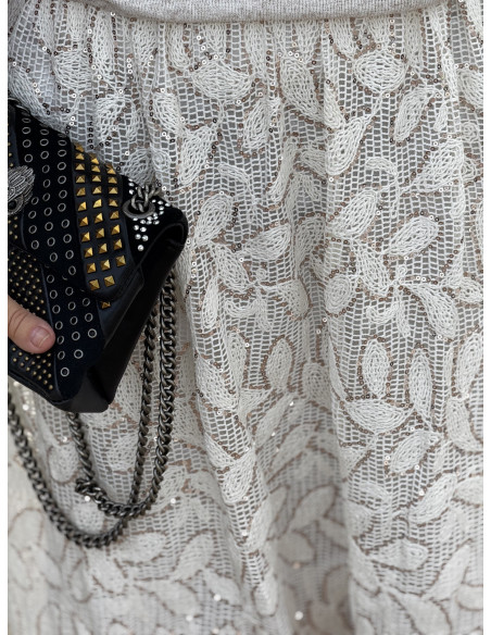 Falda de rejilla bordada con lentejuelas