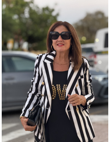 🖤 Chaqueta de rayas blancas y negras con...