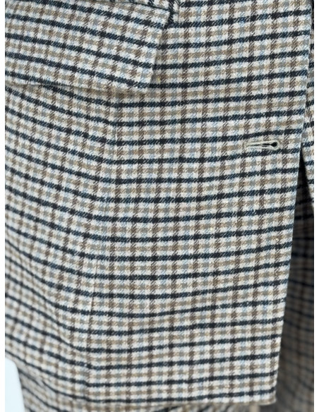 Conjunto de chaqueta y pantalón de cuadros con efecto hombreras