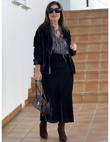 Camisa de terciopelo gris