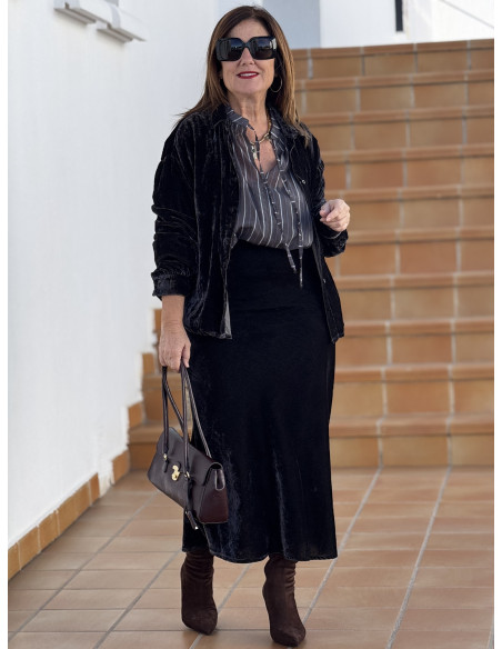 Camisa de terciopelo gris